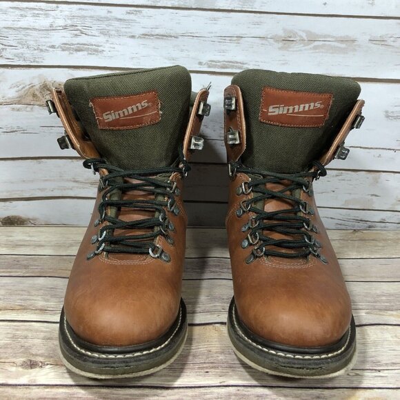 Simms Freestone Wading Fishing Boots Mens Size 8 Leather Felt Bottom Lace Up - Picture 4 of 12